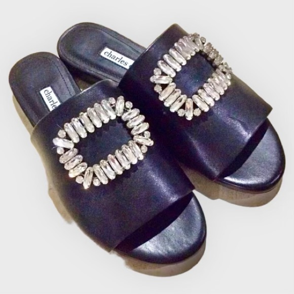 Charles David Jeweled Leather Sandals - Picture 7 of 9